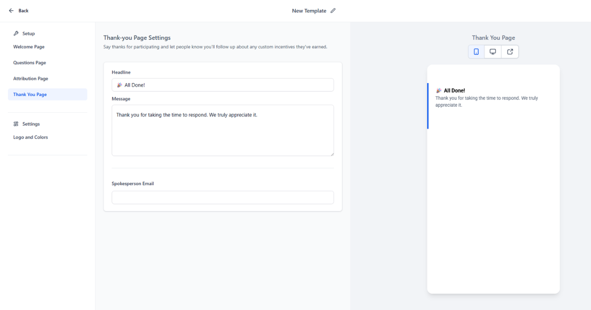 Customize Thank You Page